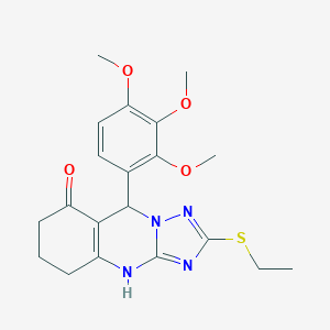molecular formula C20H24N4O4S B357188 2-(ethylsulfanyl)-9-(2,3,4-trimethoxyphenyl)-5,6,7,9-tetrahydro[1,2,4]triazolo[5,1-b]quinazolin-8(4H)-one CAS No. 727401-99-2