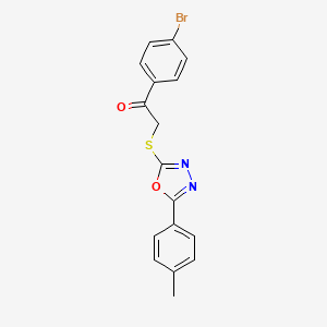 molecular formula C17H13BrN2O2S B3571889 1-(4-bromophenyl)-2-{[5-(4-methylphenyl)-1,3,4-oxadiazol-2-yl]thio}ethanone 
