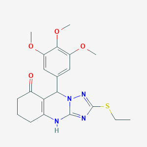 molecular formula C20H24N4O4S B357190 2-(ethylsulfanyl)-9-(3,4,5-trimethoxyphenyl)-5,6,7,9-tetrahydro[1,2,4]triazolo[5,1-b]quinazolin-8(4H)-one CAS No. 727402-02-0