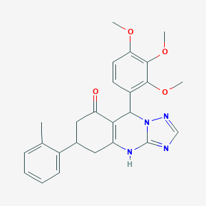 molecular formula C25H26N4O4 B357191 6-(2-methylphenyl)-9-(2,3,4-trimethoxyphenyl)-5,6,7,9-tetrahydro[1,2,4]triazolo[5,1-b]quinazolin-8(4H)-one CAS No. 727395-05-3