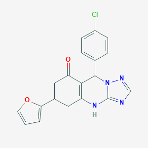 molecular formula C19H15ClN4O2 B357196 9-(4-chlorophenyl)-6-(2-furyl)-5,6,7,9-tetrahydro[1,2,4]triazolo[5,1-b]quinazolin-8(4H)-one CAS No. 727394-66-3