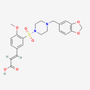 3-(3-{[4-(1,3-benzodioxol-5-ylmethyl)-1-piperazinyl]sulfonyl}-4-methoxyphenyl)acrylic acid