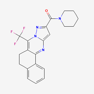 molecular formula C21H19F3N4O B3571987 10-(1-piperidinylcarbonyl)-7-(trifluoromethyl)-5,6-dihydrobenzo[h]pyrazolo[5,1-b]quinazoline 