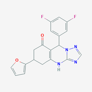 molecular formula C19H14F2N4O2 B357201 9-(3,5-difluorophenyl)-6-(2-furyl)-5,6,7,9-tetrahydro[1,2,4]triazolo[5,1-b]quinazolin-8(4H)-one CAS No. 777870-39-0