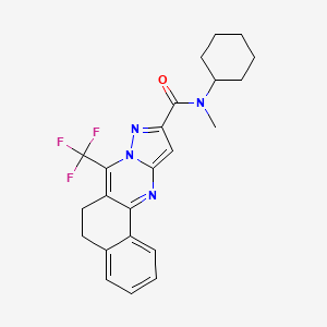 molecular formula C23H23F3N4O B3572012 N-cyclohexyl-N-methyl-7-(trifluoromethyl)-5,6-dihydrobenzo[h]pyrazolo[5,1-b]quinazoline-10-carboxamide 