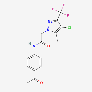 molecular formula C15H13ClF3N3O2 B3572019 N-(4-acetylphenyl)-2-[4-chloro-5-methyl-3-(trifluoromethyl)-1H-pyrazol-1-yl]acetamide 