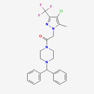 molecular formula C24H24ClF3N4O B3572024 1-{[4-chloro-5-methyl-3-(trifluoromethyl)-1H-pyrazol-1-yl]acetyl}-4-(diphenylmethyl)piperazine 
