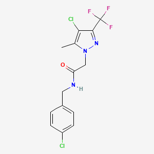molecular formula C14H12Cl2F3N3O B3572043 N-(4-chlorobenzyl)-2-[4-chloro-5-methyl-3-(trifluoromethyl)-1H-pyrazol-1-yl]acetamide 
