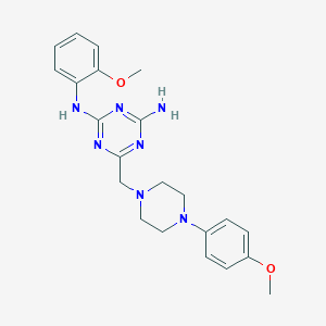N-(4-amino-6-{[4-(4-methoxyphenyl)piperazino]methyl}-1,3,5-triazin-2-yl)-N-(2-methoxyphenyl)amine