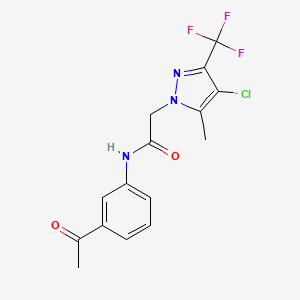 molecular formula C15H13ClF3N3O2 B3572057 N-(3-acetylphenyl)-2-[4-chloro-5-methyl-3-(trifluoromethyl)-1H-pyrazol-1-yl]acetamide 