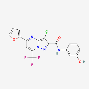 molecular formula C18H10ClF3N4O3 B3572068 3-chloro-5-(2-furyl)-N-(3-hydroxyphenyl)-7-(trifluoromethyl)pyrazolo[1,5-a]pyrimidine-2-carboxamide 