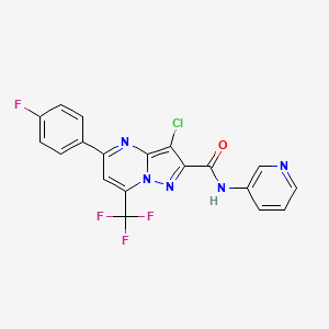 molecular formula C19H10ClF4N5O B3572083 3-chloro-5-(4-fluorophenyl)-N-3-pyridinyl-7-(trifluoromethyl)pyrazolo[1,5-a]pyrimidine-2-carboxamide 