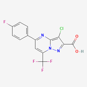 molecular formula C14H6ClF4N3O2 B3572094 3-chloro-5-(4-fluorophenyl)-7-(trifluoromethyl)pyrazolo[1,5-a]pyrimidine-2-carboxylic acid 