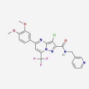 molecular formula C22H17ClF3N5O3 B3572113 3-chloro-5-(3,4-dimethoxyphenyl)-N-(3-pyridinylmethyl)-7-(trifluoromethyl)pyrazolo[1,5-a]pyrimidine-2-carboxamide 