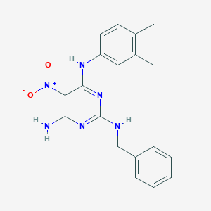 {6-Amino-5-nitro-2-[benzylamino]pyrimidin-4-yl}(3,4-dimethylphenyl)amine