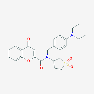 molecular formula C25H28N2O5S B357213 N-[[4-(diethylamino)phenyl]methyl]-N-(1,1-dioxothiolan-3-yl)-4-oxochromene-2-carboxamide CAS No. 879567-64-3