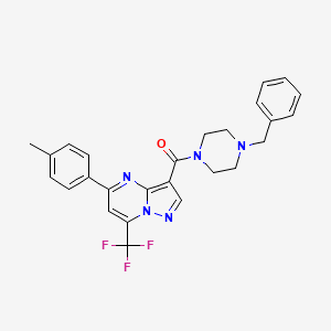 molecular formula C26H24F3N5O B3572139 (4-Benzylpiperazin-1-yl)[5-(4-methylphenyl)-7-(trifluoromethyl)pyrazolo[1,5-a]pyrimidin-3-yl]methanone 