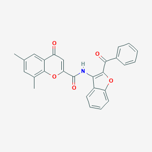 molecular formula C27H19NO5 B357215 N-(2-benzoyl-1-benzofuran-3-yl)-6,8-dimethyl-4-oxo-4H-chromene-2-carboxamide CAS No. 880789-04-8