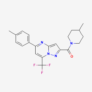 molecular formula C21H21F3N4O B3572150 4-METHYL-1-[5-(4-METHYLPHENYL)-7-(TRIFLUOROMETHYL)PYRAZOLO[1,5-A]PYRIMIDINE-2-CARBONYL]PIPERIDINE 