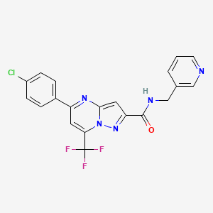 molecular formula C20H13ClF3N5O B3572169 5-(4-chlorophenyl)-N-(3-pyridinylmethyl)-7-(trifluoromethyl)pyrazolo[1,5-a]pyrimidine-2-carboxamide 