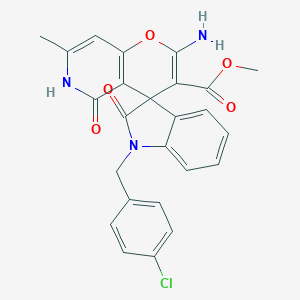 methyl 2-amino-1'-[(4-chlorophenyl)methyl]-7-methyl-2',5-dioxospiro[6H-pyrano[3,2-c]pyridine-4,3'-indole]-3-carboxylate