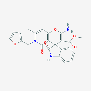 methyl 2'-amino-6'-(furan-2-ylmethyl)-7'-methyl-2,5'-dioxospiro[1H-indole-3,4'-pyrano[3,2-c]pyridine]-3'-carboxylate