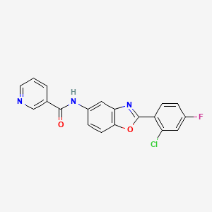 molecular formula C19H11ClFN3O2 B3572214 N-[2-(2-chloro-4-fluorophenyl)-1,3-benzoxazol-5-yl]nicotinamide 