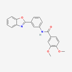 molecular formula C22H18N2O4 B3572236 N-[3-(1,3-benzoxazol-2-yl)phenyl]-3,4-dimethoxybenzamide 