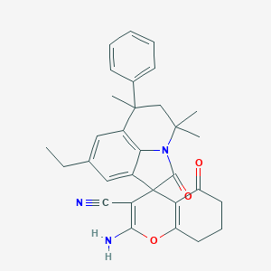 molecular formula C31H31N3O3 B357228 2-amino-8'-ethyl-4',4',6'-trimethyl-2',5-dioxo-6'-phenyl-5,5',6,6',7,8-hexahydro-4'H-spiro[chromene-4,1'-pyrrolo[3,2,1-ij]quinoline]-3-carbonitrile CAS No. 774561-49-8