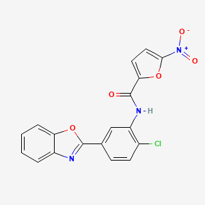 molecular formula C18H10ClN3O5 B3572285 N-[5-(1,3-benzoxazol-2-yl)-2-chlorophenyl]-5-nitrofuran-2-carboxamide 