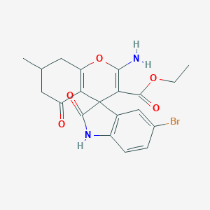 ethyl 2'-amino-5-bromo-7'-methyl-2,5'-dioxospiro[1H-indole-3,4'-7,8-dihydro-6H-chromene]-3'-carboxylate