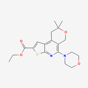 molecular formula C19H24N2O4S B3572310 ETHYL 8,8-DIMETHYL-5-MORPHOLINO-8,9-DIHYDRO-6H-PYRANO[4,3-D]THIENO[2,3-B]PYRIDINE-2-CARBOXYLATE 