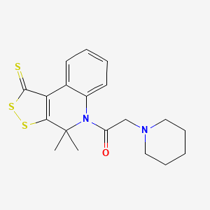 1-{4,4-DIMETHYL-1-SULFANYLIDENE-1H,4H,5H-[1,2]DITHIOLO[3,4-C]QUINOLIN-5-YL}-2-(PIPERIDIN-1-YL)ETHAN-1-ONE