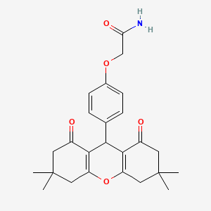 molecular formula C25H29NO5 B3572335 2-[4-(3,3,6,6-tetramethyl-1,8-dioxo-2,3,4,5,6,7,8,9-octahydro-1H-xanthen-9-yl)phenoxy]acetamide 