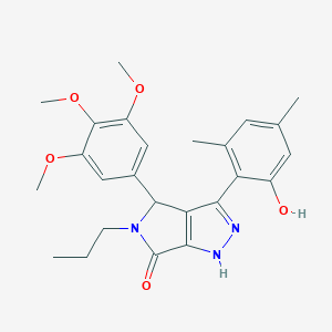 molecular formula C25H29N3O5 B357234 3-(2-hydroxy-4,6-dimethylphenyl)-5-propyl-4-(3,4,5-trimethoxyphenyl)-4,5-dihydropyrrolo[3,4-c]pyrazol-6(1H)-one CAS No. 880398-85-6