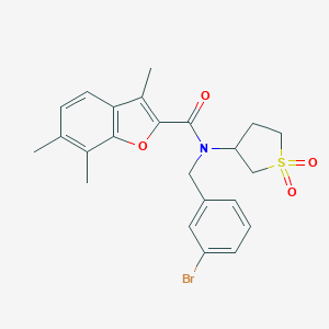 molecular formula C23H24BrNO4S B357235 N-(3-bromobenzyl)-N-(1,1-dioxidotetrahydrothiophen-3-yl)-3,6,7-trimethyl-1-benzofuran-2-carboxamide CAS No. 850902-89-5