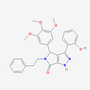 molecular formula C28H27N3O5 B357237 3-(2-hydroxyphenyl)-5-(2-phenylethyl)-4-(3,4,5-trimethoxyphenyl)-4,5-dihydropyrrolo[3,4-c]pyrazol-6(1H)-one CAS No. 879935-88-3