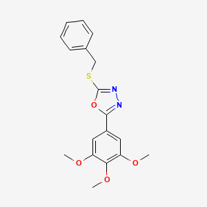 molecular formula C18H18N2O4S B3572372 2-(Benzylsulfanyl)-5-(3,4,5-trimethoxyphenyl)-1,3,4-oxadiazole 