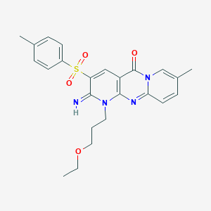 molecular formula C24H26N4O4S B357238 1-(3-ethoxypropyl)-2-imino-8-methyl-3-[(4-methylphenyl)sulfonyl]-1,2-dihydro-5H-dipyrido[1,2-a:2',3'-d]pyrimidin-5-one CAS No. 606963-09-1