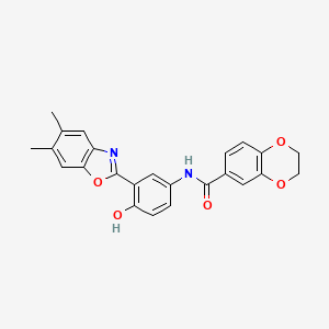 N-[3-(5,6-dimethyl-1,3-benzoxazol-2-yl)-4-hydroxyphenyl]-2,3-dihydro-1,4-benzodioxine-6-carboxamide