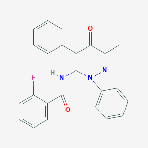 2-fluoro-N-(6-methyl-5-oxo-2,4-diphenyl-2,5-dihydro-3-pyridazinyl)benzamide