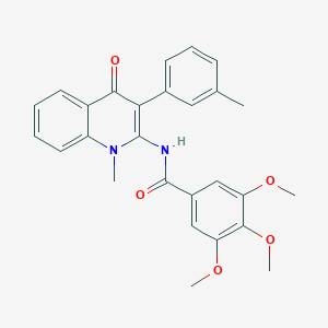 molecular formula C27H26N2O5 B357248 3,4,5-trimethoxy-N-[1-methyl-3-(3-methylphenyl)-4-oxo-1,4-dihydro-2-quinolinyl]benzamide CAS No. 883953-83-1