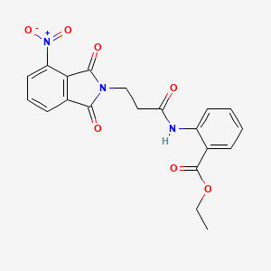 molecular formula C20H17N3O7 B3572480 ETHYL 2-[3-(4-NITRO-1,3-DIOXO-2,3-DIHYDRO-1H-ISOINDOL-2-YL)PROPANAMIDO]BENZOATE 