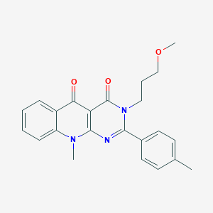 molecular formula C23H23N3O3 B357250 3-(3-methoxypropyl)-10-methyl-2-(4-methylphenyl)pyrimido[4,5-b]quinoline-4,5(3H,10H)-dione CAS No. 881555-97-1