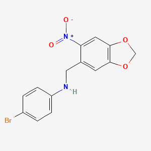 4-bromo-N-[(6-nitro-1,3-benzodioxol-5-yl)methyl]aniline