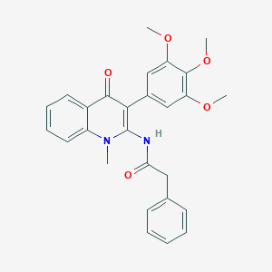 molecular formula C27H26N2O5 B357255 N-[1-methyl-4-oxo-3-(3,4,5-trimethoxyphenyl)-1,4-dihydro-2-quinolinyl]-2-phenylacetamide CAS No. 883965-65-9