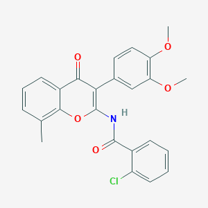 2-chloro-N-[3-(3,4-dimethoxyphenyl)-8-methyl-4-oxo-4H-chromen-2-yl]benzamide