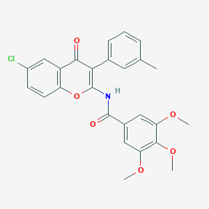 molecular formula C26H22ClNO6 B357261 N-[6-chloro-3-(3-methylphenyl)-4-oxo-4H-chromen-2-yl]-3,4,5-trimethoxybenzamide CAS No. 883959-08-8