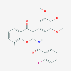 2-fluoro-N-[8-methyl-4-oxo-3-(3,4,5-trimethoxyphenyl)-4H-chromen-2-yl]benzamide