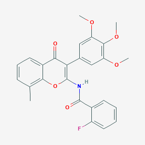 molecular formula C26H22FNO6 B357265 2-fluoro-N-[8-methyl-4-oxo-3-(3,4,5-trimethoxyphenyl)-4H-chromen-2-yl]benzamide CAS No. 883951-99-3